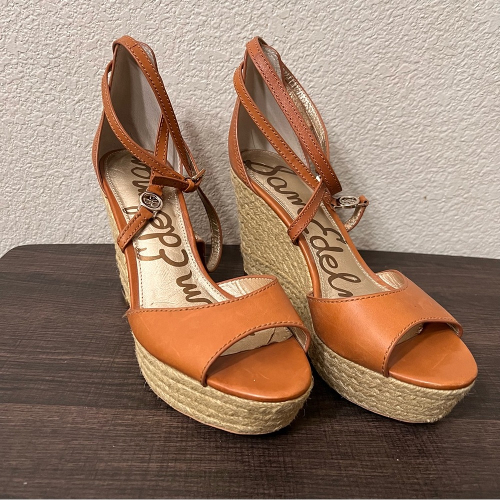 Sam Edelman Turner leather wedge espadrilles size 10